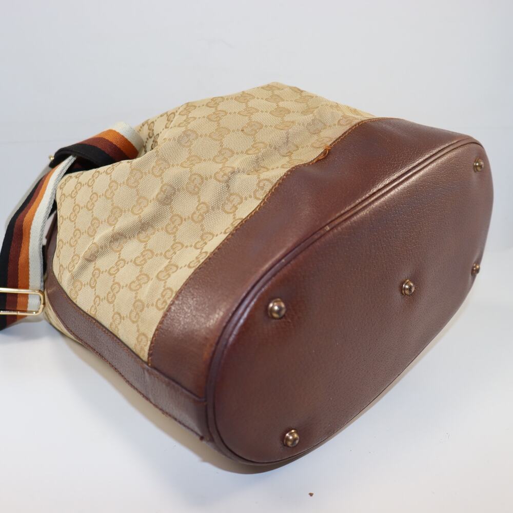 Gucci Vintage GG Canvas Leather Bucket Bag‎ with Aftermarket Strap - Picture 5 of 12